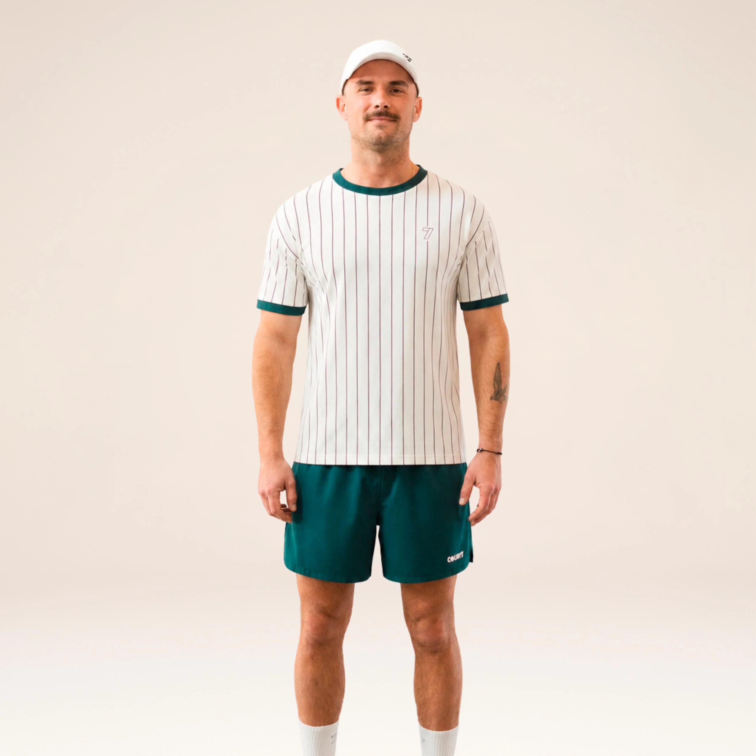 AD-IN Stripes 2.0 T-Shirt Unisex - offwhite, dunkelgrün - Image 4