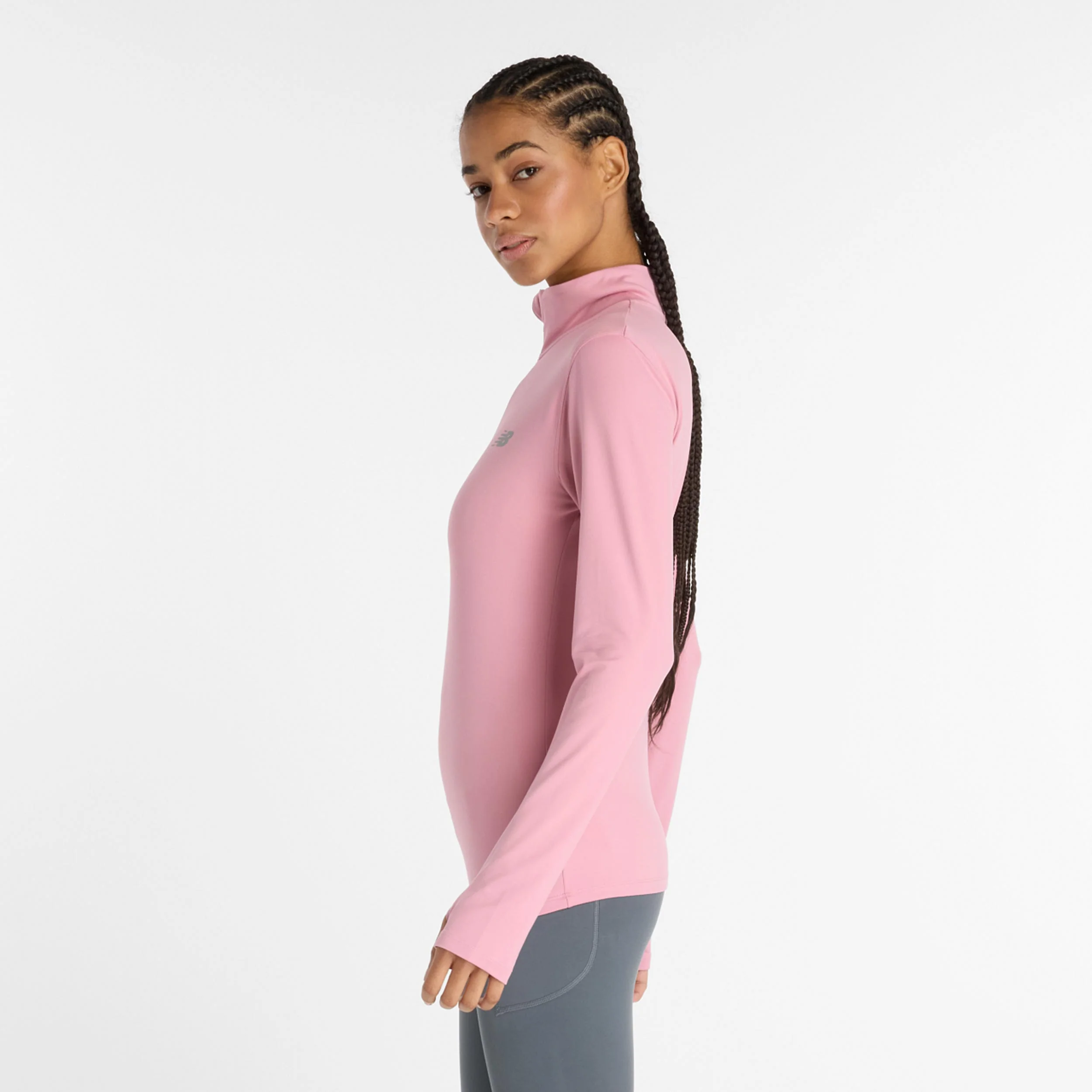 Essentials Space Dye Quarter Zip Longsleeve Damen-pink - Image 2