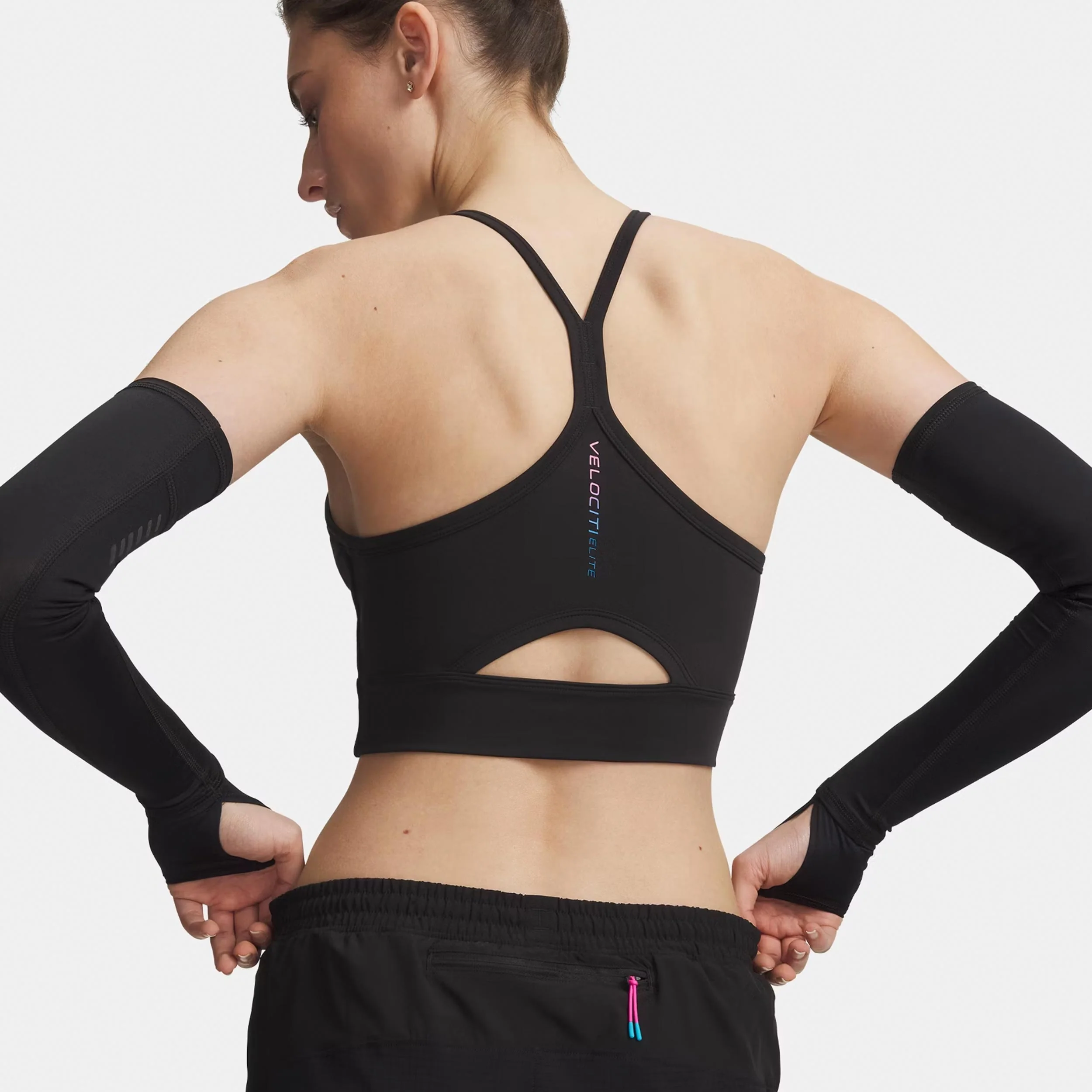 Velociti Elite Crop  Laufshirt Damen-schwarz, pink - Image 2